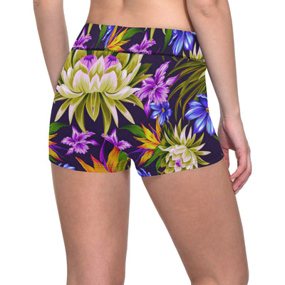 Water Lily Pattern Print Design WL08 Yoga Shorts