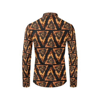Eye of Horus in Flame Print Men's Long Sleeve Shirt
