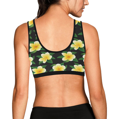 Plumeria Pattern Print Design A03 Sports Bra