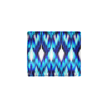 Ikat Blue Pattern Print Design 01 Men's ID Card Wallet
