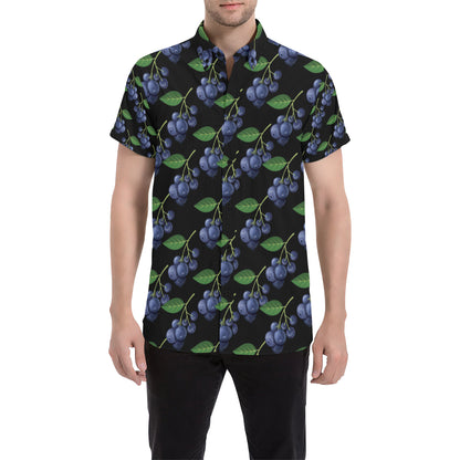 Blueberry Pattern Print Design BB01 Men's Short Sleeve Button Up Shirt