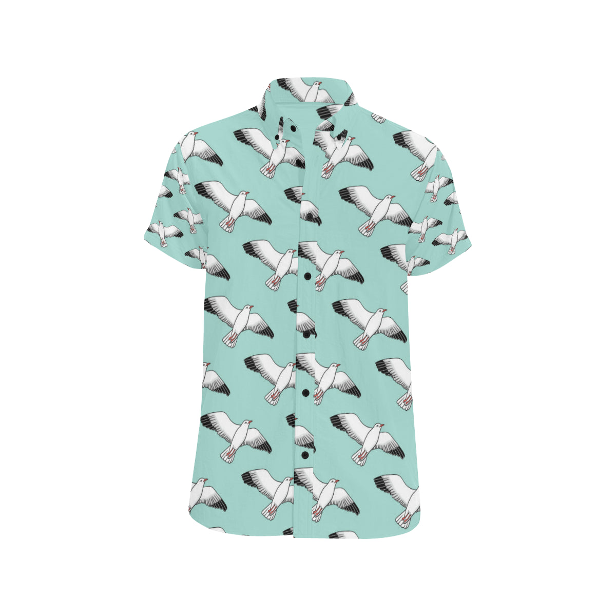 Pigeon Pattern Print Design 02 Men's Short Sleeve Button Up Shirt