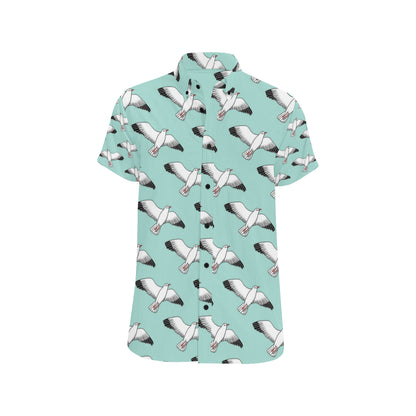 Pigeon Pattern Print Design 02 Men's Short Sleeve Button Up Shirt