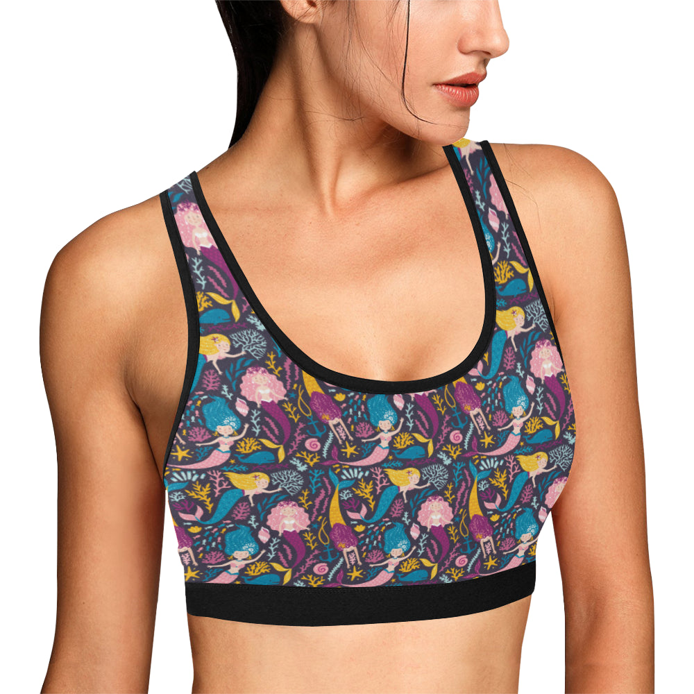 Mermaid Pattern Print Design 08 Sports Bra