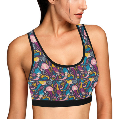 Mermaid Pattern Print Design 08 Sports Bra