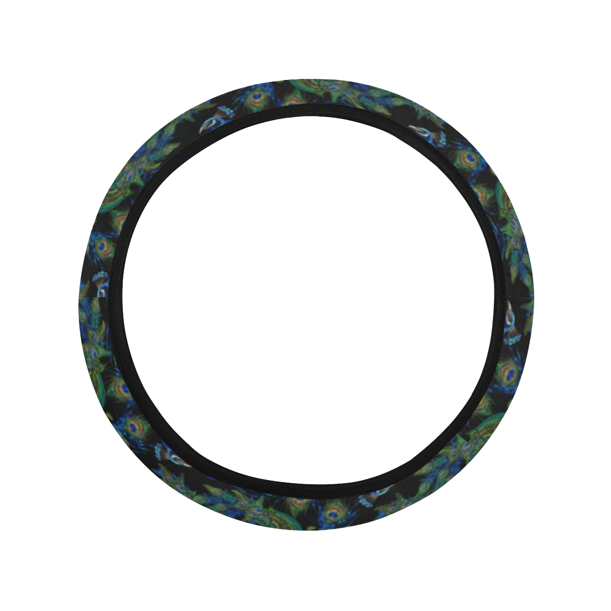 Peacock Themed Design Print Steering Wheel Cover with Elastic Edge
