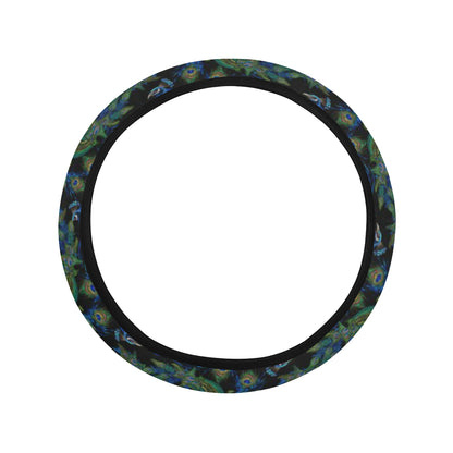 Peacock Themed Design Print Steering Wheel Cover with Elastic Edge