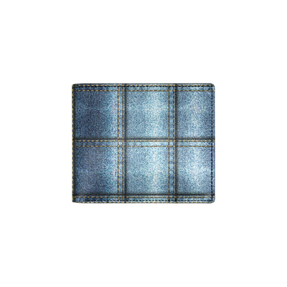 Jean Patchwork Pattern Print Design 02 Men's ID Card Wallet
