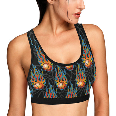 Basketball Fire Print Pattern Sports Bra