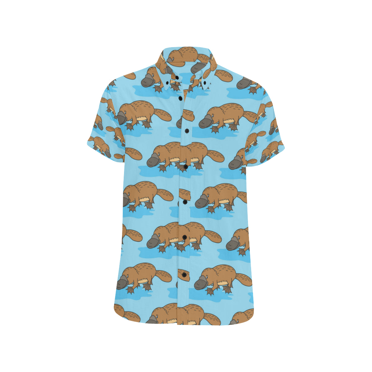 Platypus Pattern Print Design A02 Men's Short Sleeve Button Up Shirt