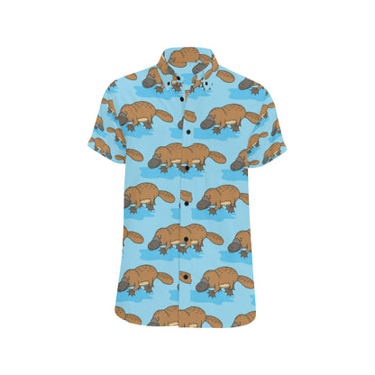 Platypus Pattern Print Design A02 Men's Short Sleeve Button Up Shirt