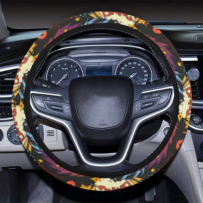 Comic Book Pattern Print Design 01 Steering Wheel Cover with Elastic Edge