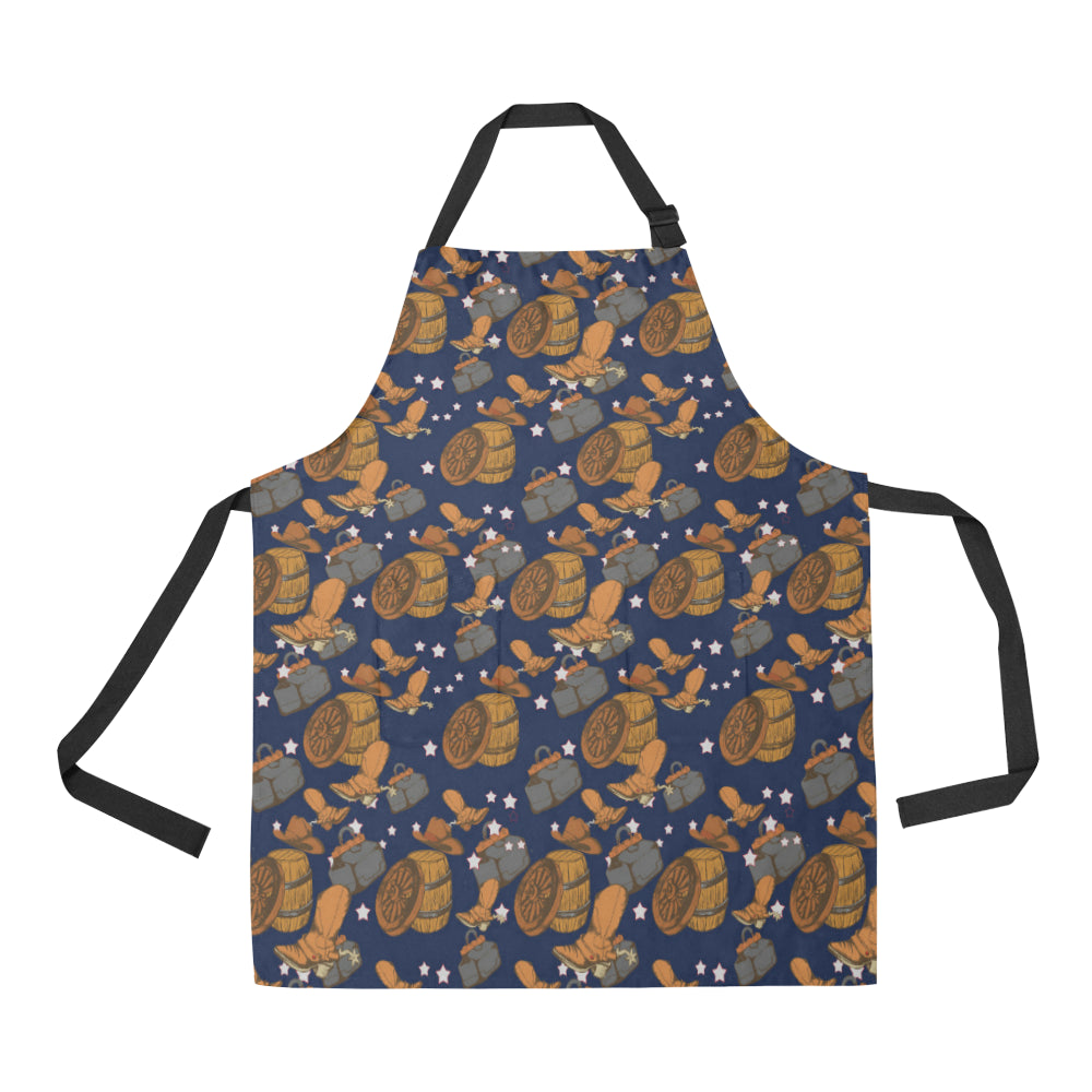 Cowboy Pattern Print Design 03 Apron with Pocket