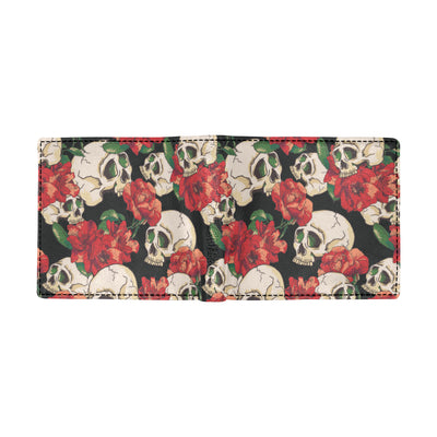 Skull Red Rose Men's ID Card Wallet