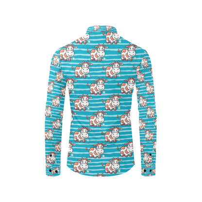 Cow Cute Print Pattern Men's Long Sleeve Shirt
