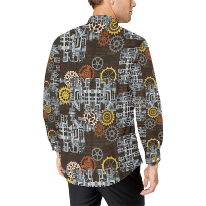 Mechanic Pattern Print Design 04 Men's Long Sleeve Shirt