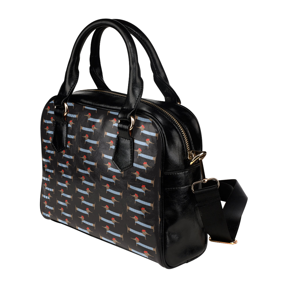Dachshund Pattern Print Design 04 Shoulder Handbag