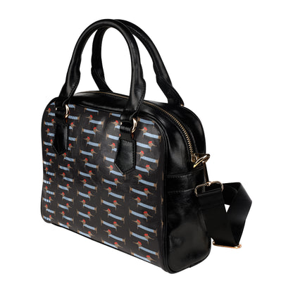 Dachshund Pattern Print Design 04 Shoulder Handbag