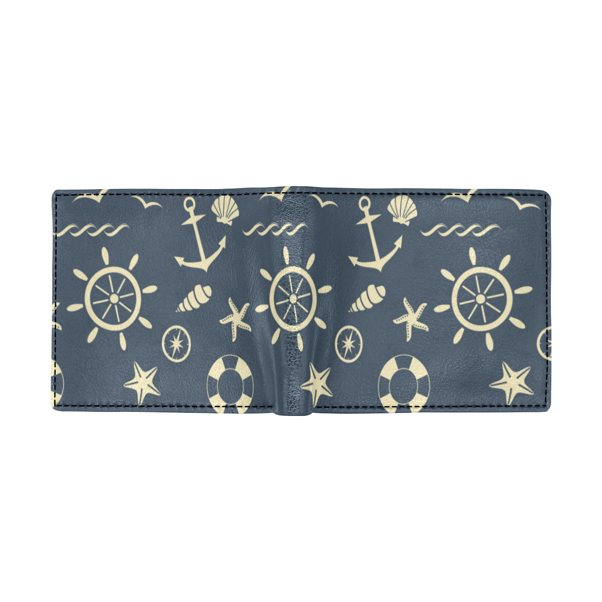 Nautical Pattern Print Design A01 Men's ID Card Wallet