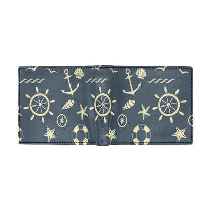 Nautical Pattern Print Design A01 Men's ID Card Wallet