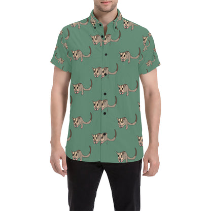 Sugar Glider Pattern Print Design 01 Men's Short Sleeve Button Up Shirt