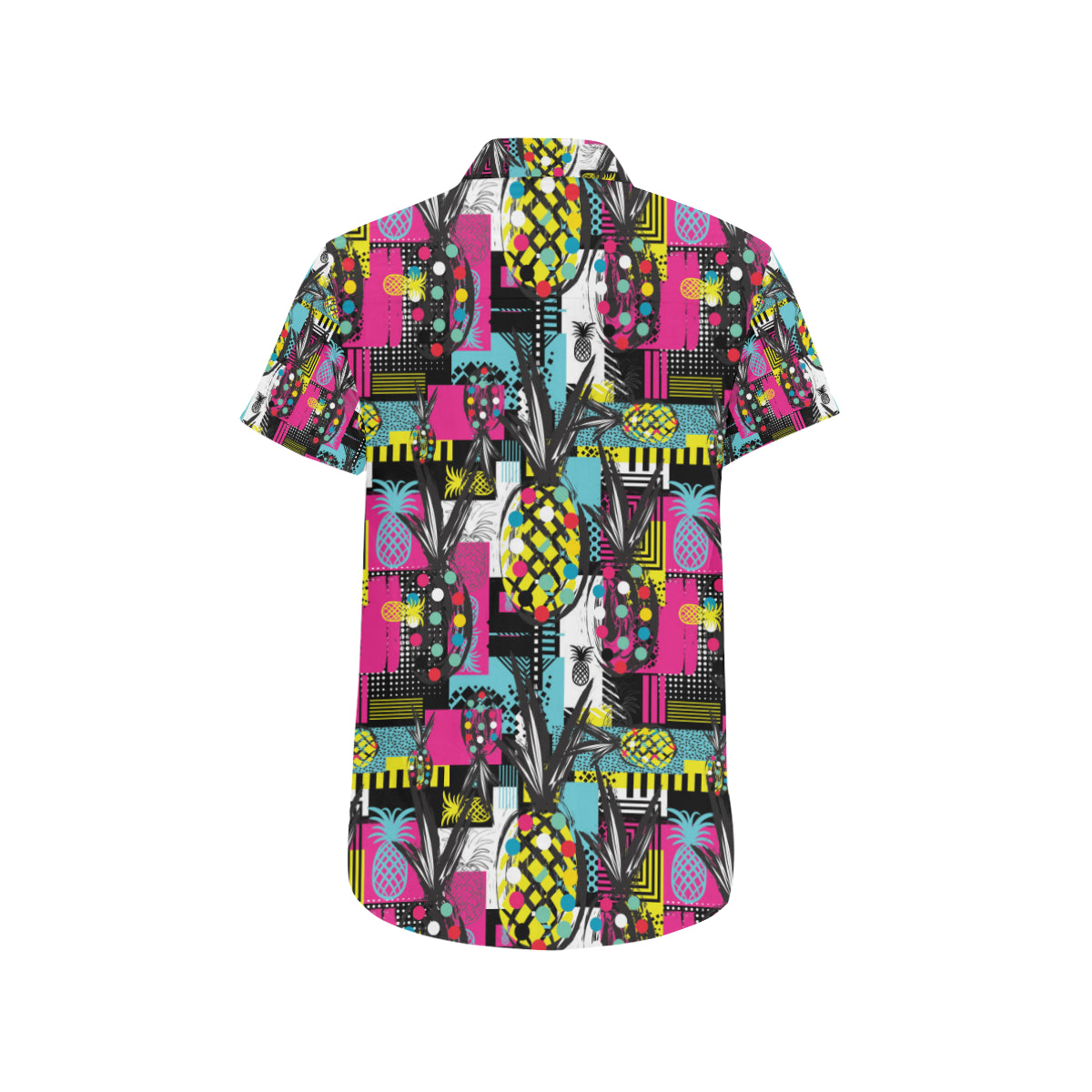 Pop Art Pineapple Pattern Print Design A02 Men's Short Sleeve Button Up Shirt
