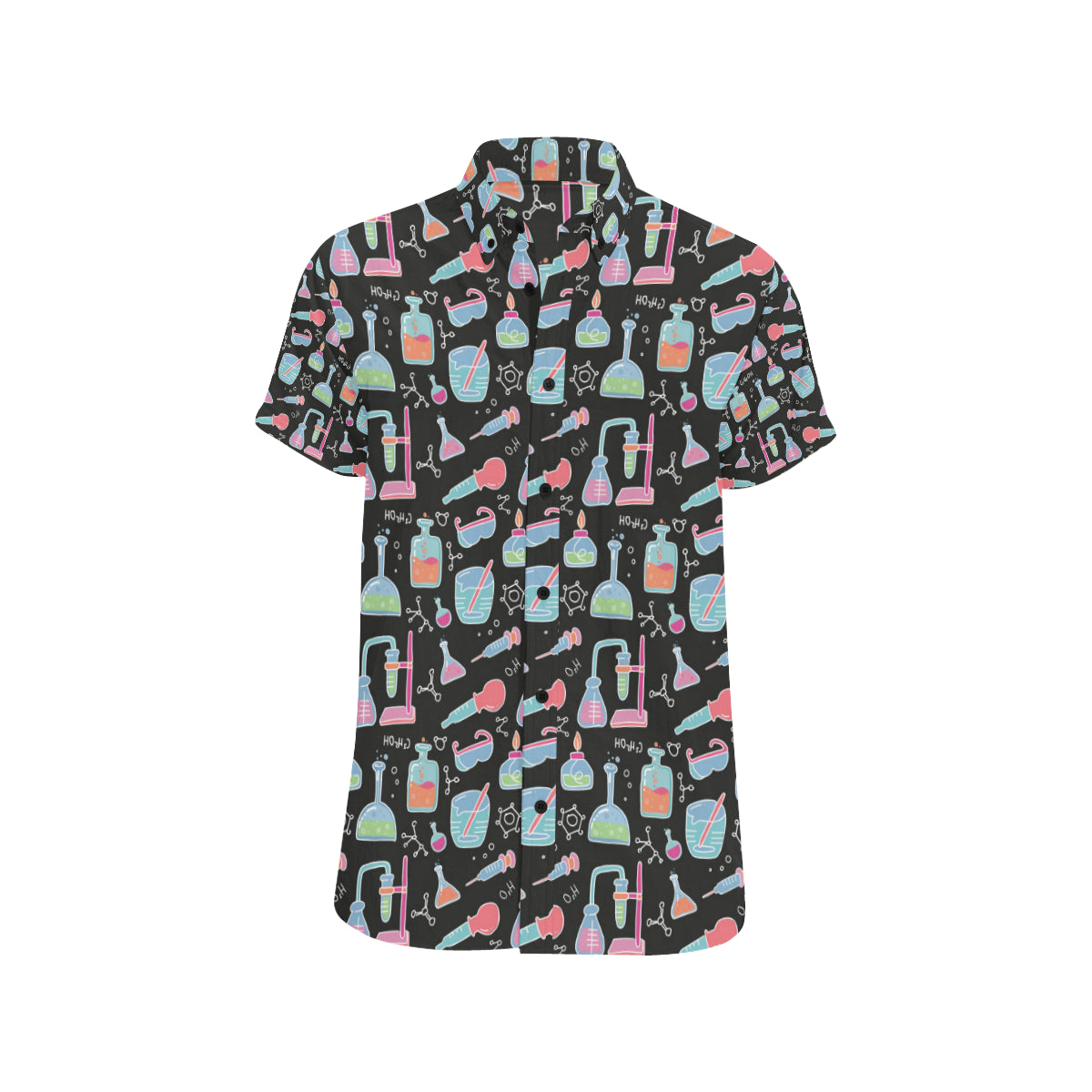 Chemical Pattern Print Design 06 Men's Short Sleeve Button Up Shirt