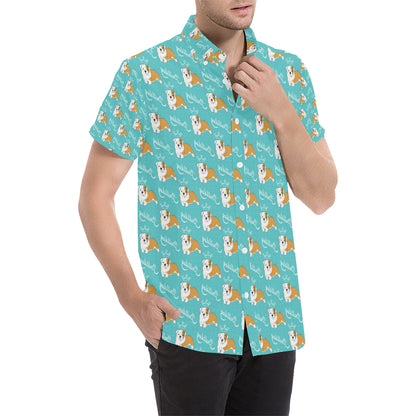 Bulldogs Pattern Print Design 05 Men's Short Sleeve Button Up Shirt