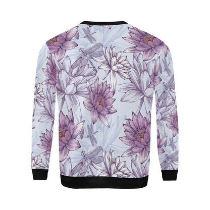 Water Lily Pattern Print Design WL01 Men Long Sleeve Sweatshirt