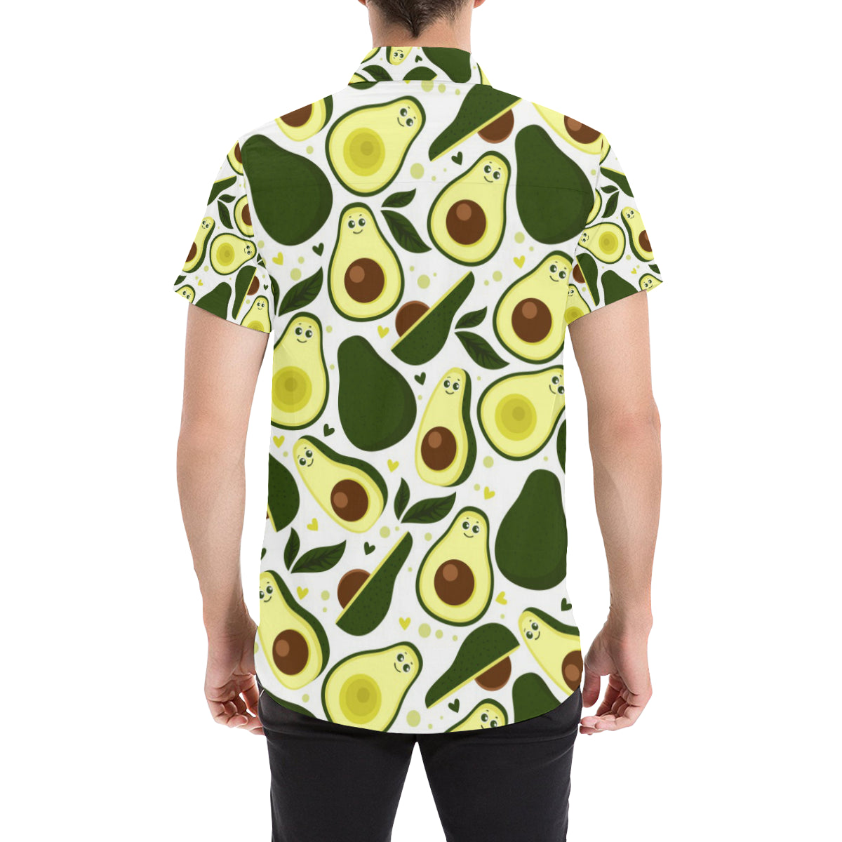 Avocado Pattern Print Design AC06 Men's Short Sleeve Button Up Shirt