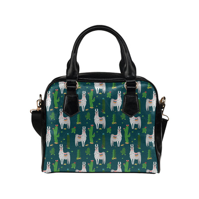 Llama Cactus Pattern Print Design 013 Shoulder Handbag