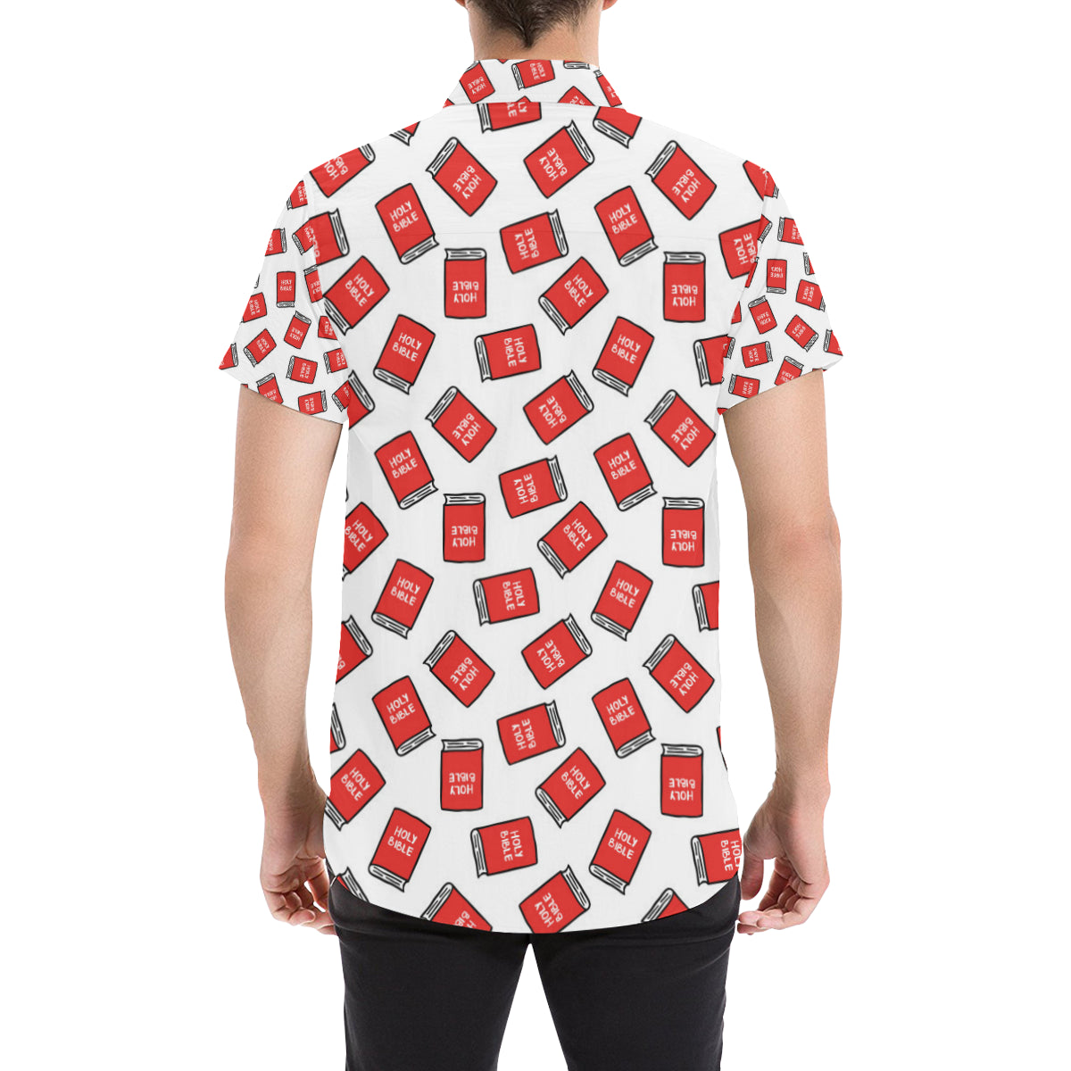 Bible Pattern Print Design 03 Men's Short Sleeve Button Up Shirt