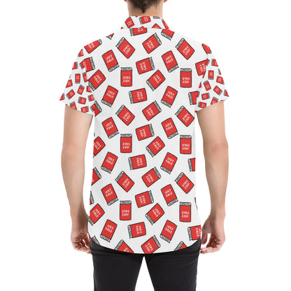 Bible Pattern Print Design 03 Men's Short Sleeve Button Up Shirt