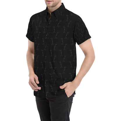 Black Cat Pattern Print Design 03 Men's Short Sleeve Button Up Shirt