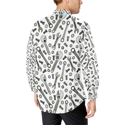 Mechanic Pattern Print Design 03 Men's Long Sleeve Shirt