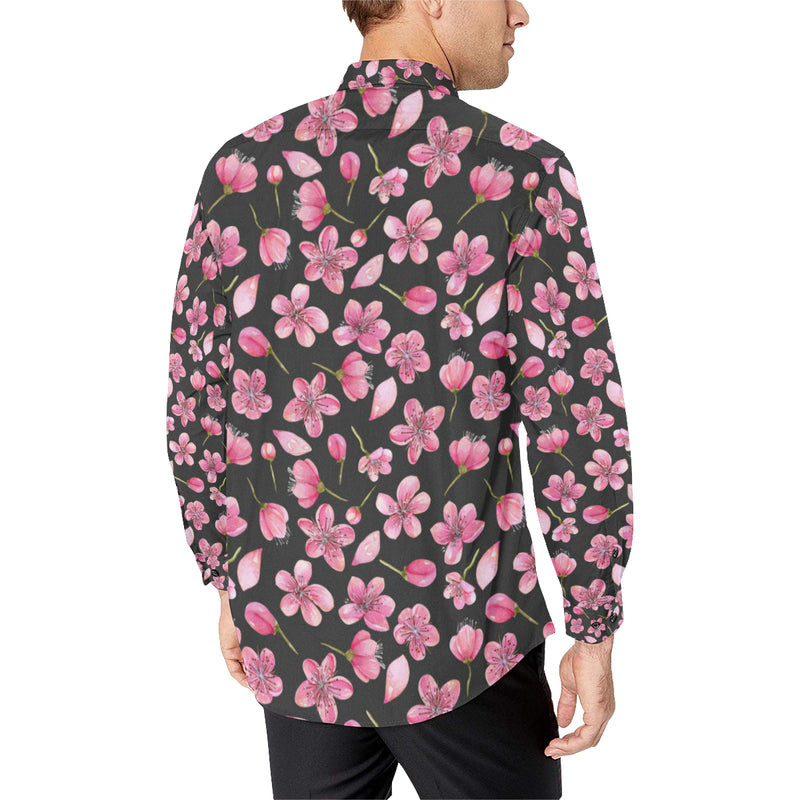 Apple blossom Pattern Print Design AB03 Men's Long Sleeve Shirt