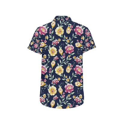 Gerberas Pattern Print Design GB03 Men's Short Sleeve Button Up Shirt