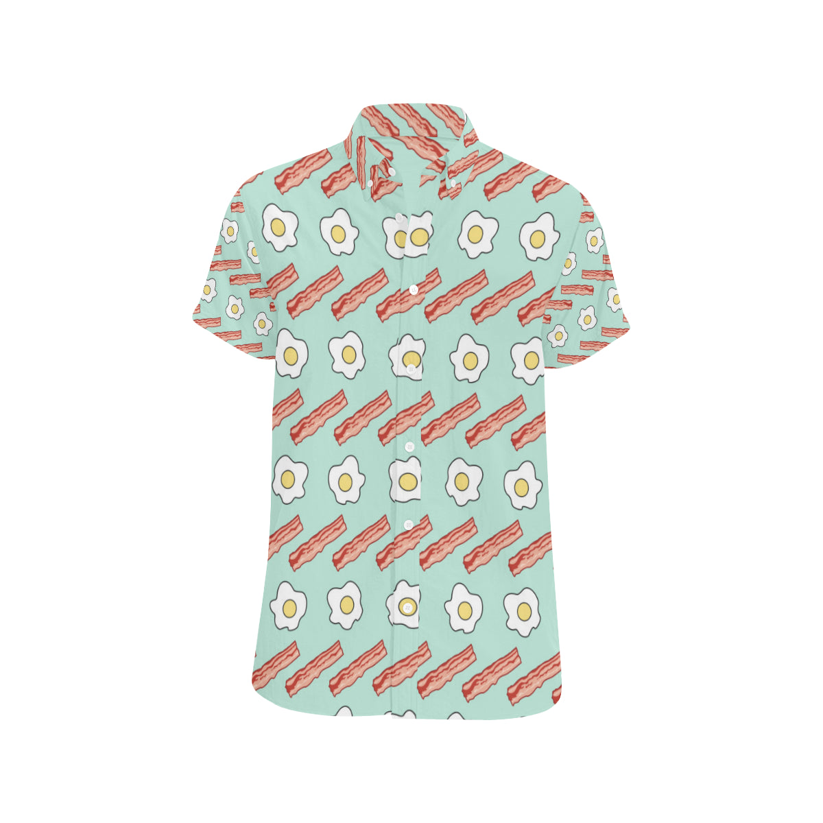 Bacon Sausage Pattern Print Design 01 Men's Short Sleeve Button Up Shirt