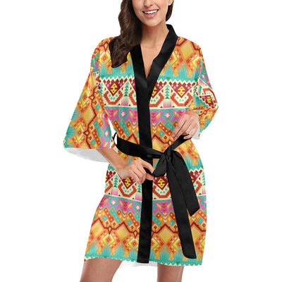 Aztec Pattern Print Design 03 Women's Short Kimono