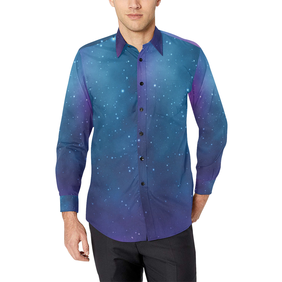 Nebula Pattern Print Design A01 Men's Long Sleeve Shirt