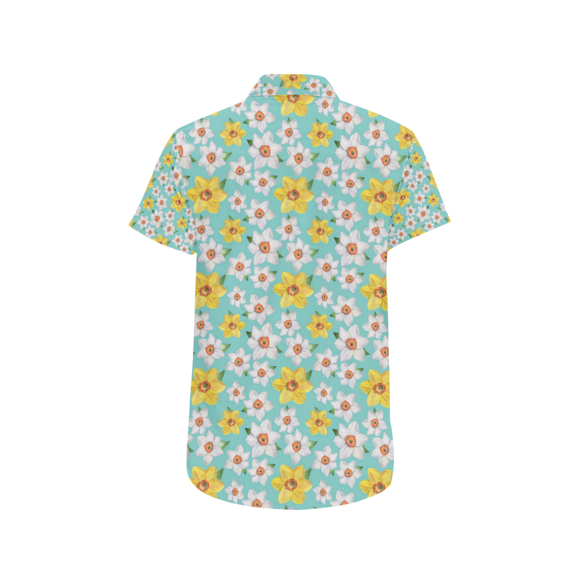 Daffodils Pattern Print Design 02 Men's Short Sleeve Button Up Shirt