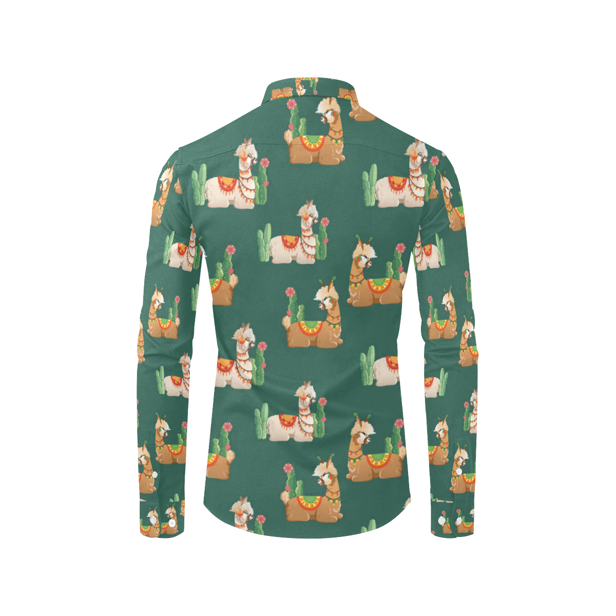 Llama Cactus Pattern Print Design 07 Men's Long Sleeve Shirt