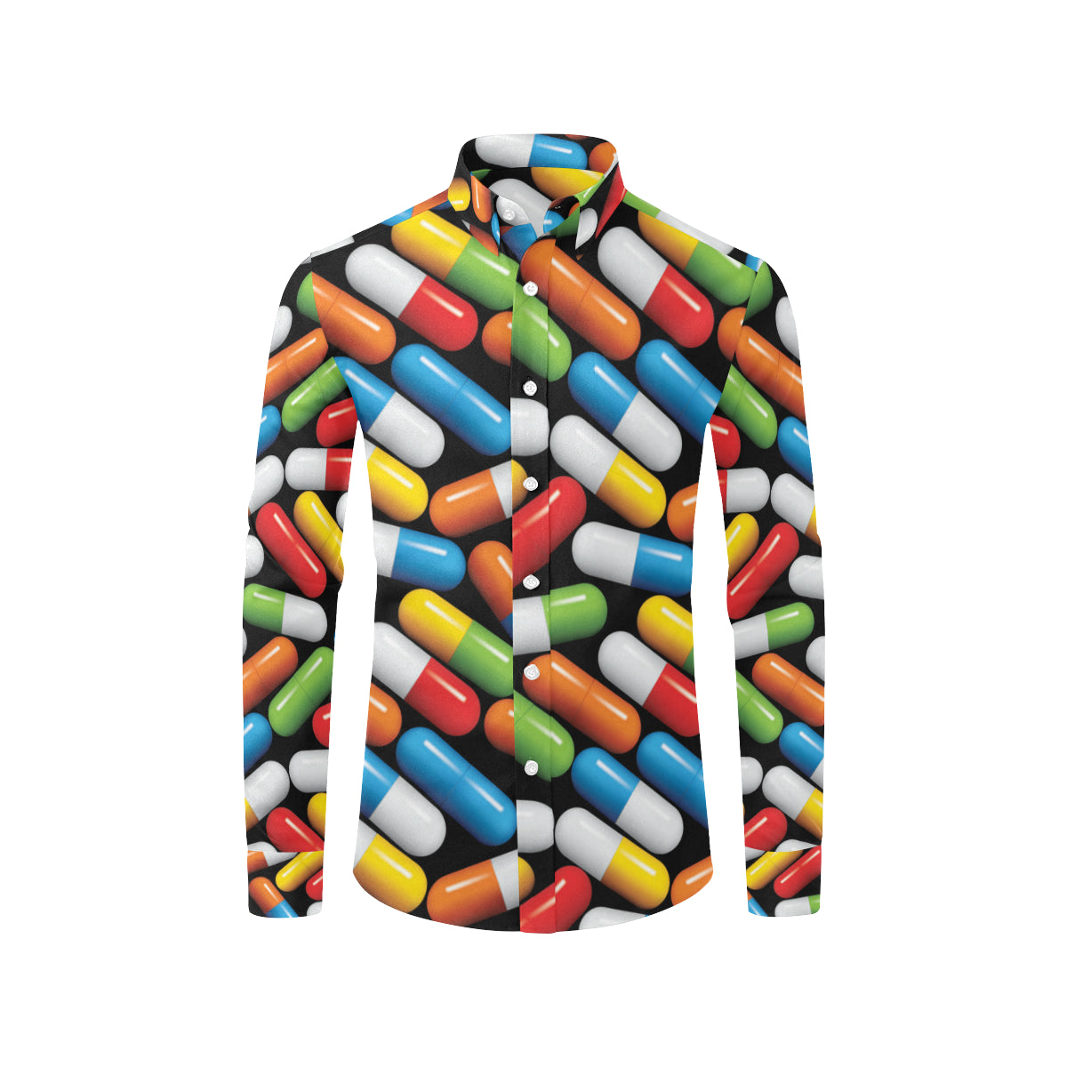Pill Pattern Print Design A02 Men's Long Sleeve Shirt