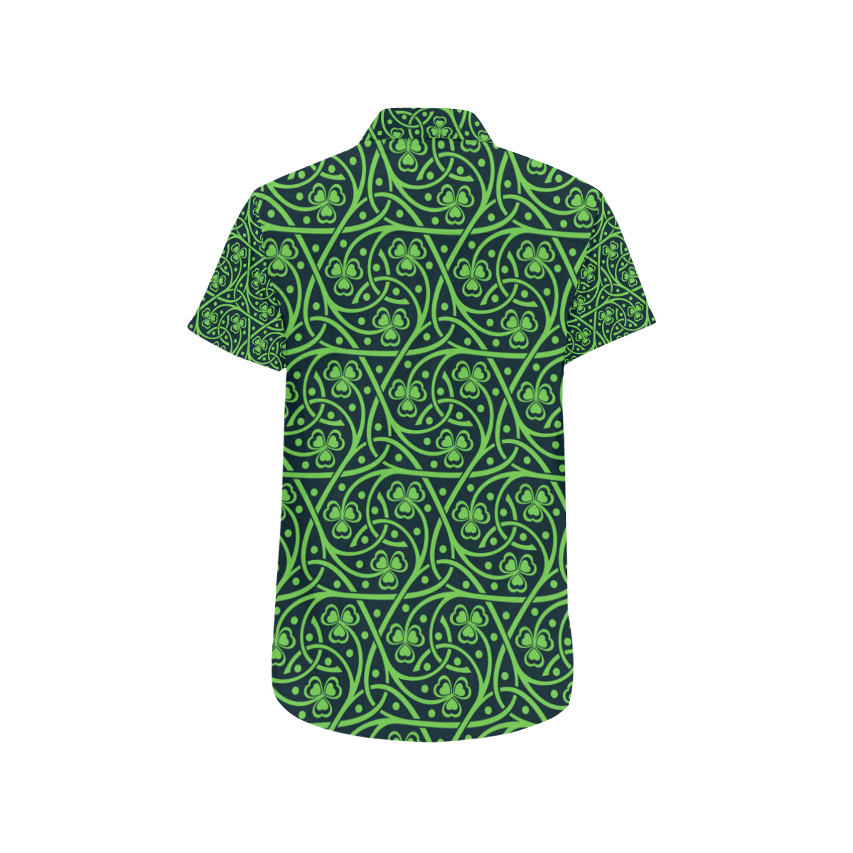 Shamrock Themed Print Men's Short Sleeve Button Up Shirt