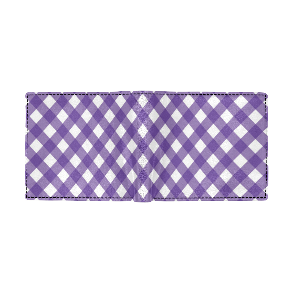 Gingham Purple Pattern Print Design 03 Men's ID Card Wallet