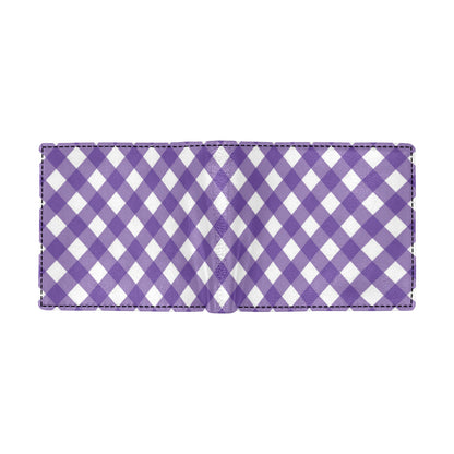 Gingham Purple Pattern Print Design 03 Men's ID Card Wallet