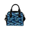 Camo Blue Pattern Print Design 04 Shoulder Handbag