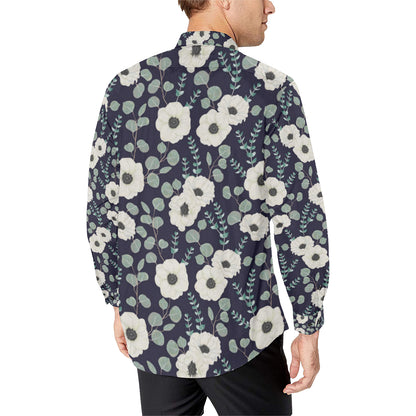 Anemone Pattern Print Design AM01 Men's Long Sleeve Shirt