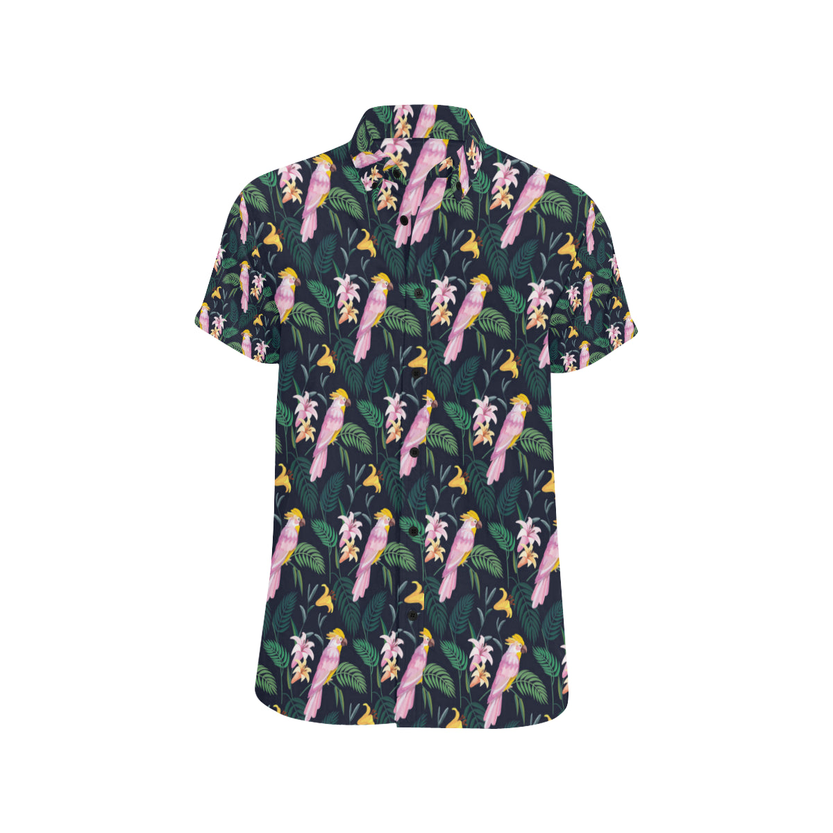 Cockatoo Pattern Print Design 03 Men's Short Sleeve Button Up Shirt