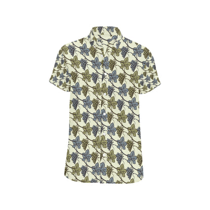 Grape Pattern Print Design GP03 Men's Short Sleeve Button Up Shirt